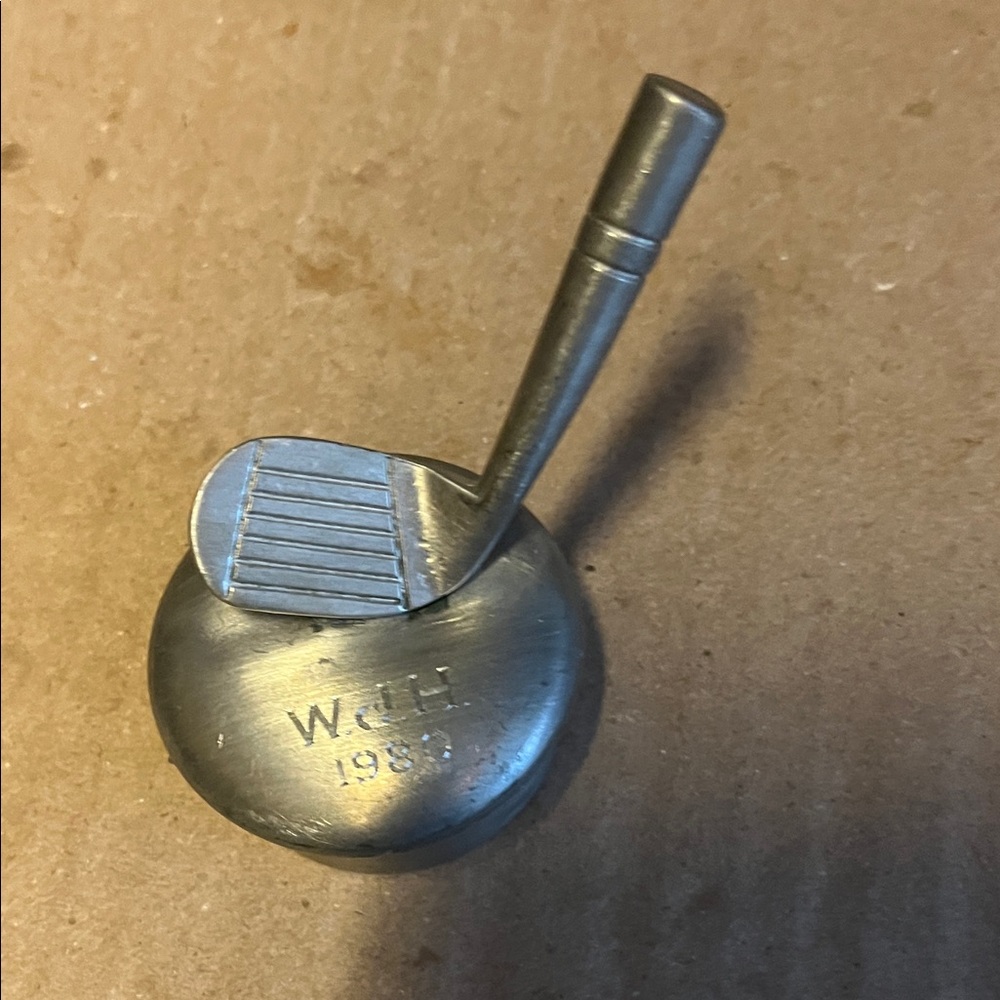 Pewter Golf Club Paperweight 1980